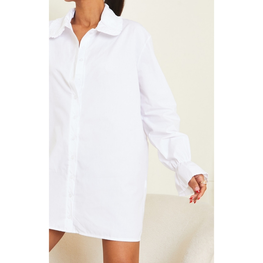 🆕️| PTL White Frill Collar Cuff Detail Shirt Dress 0